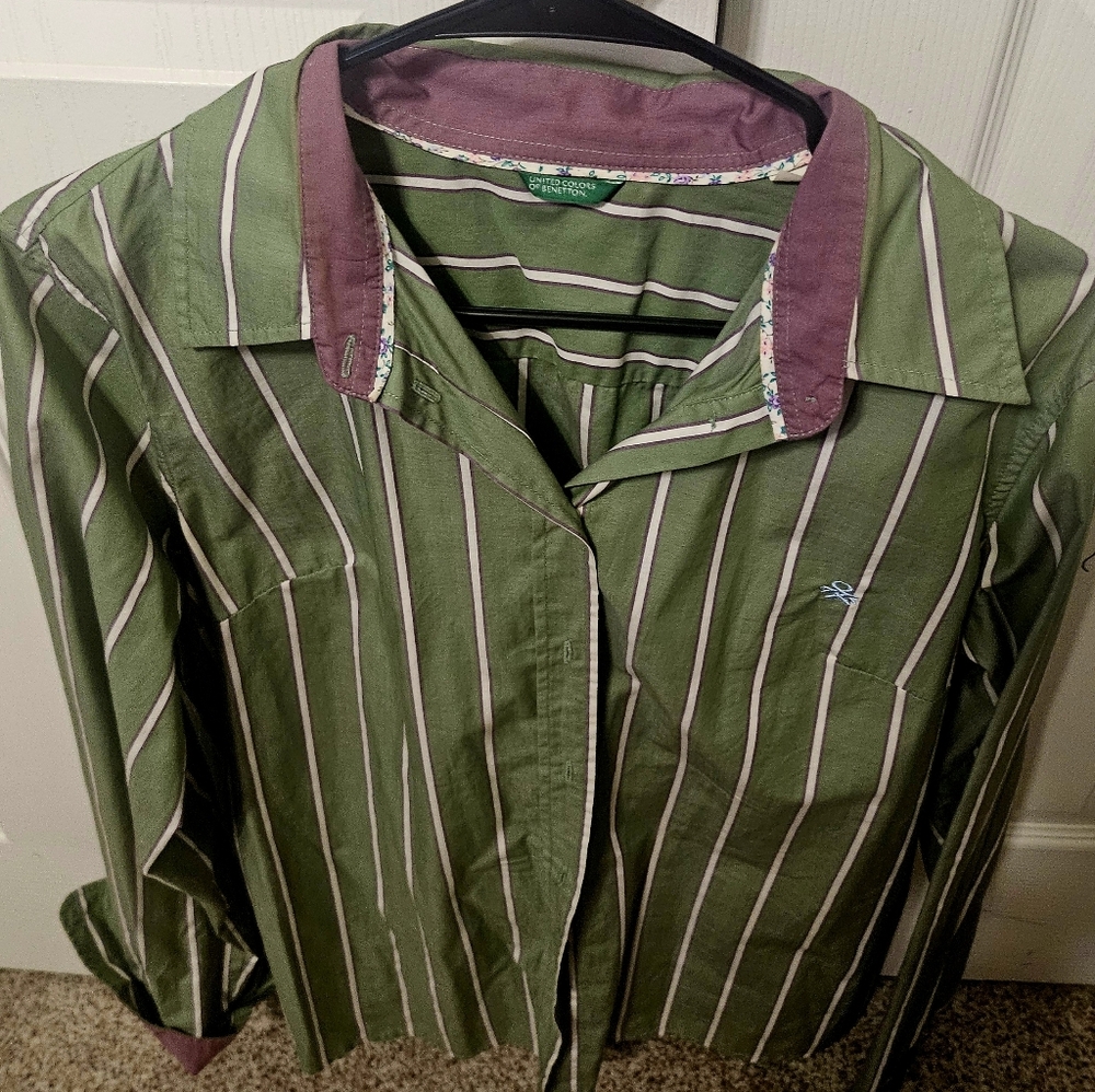 Green Striped Women's Shirt